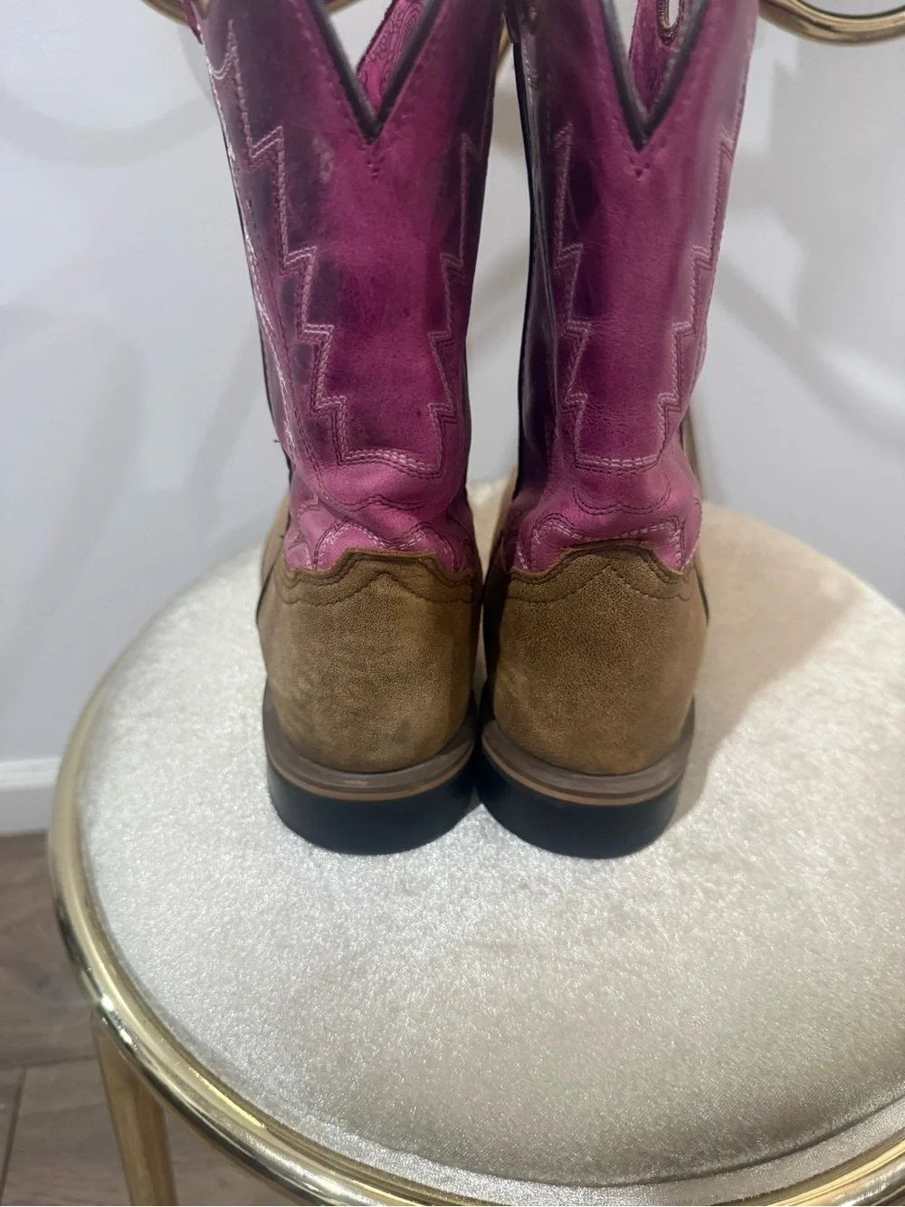 Shyanne Girls Brown and Pink Western Pull-On Boots